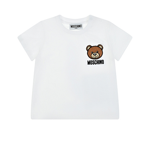 Белая футболка с принтом &quot;медвежонок&quot; Moschino Белый, арт. MUM033 LAA03 10101 | Фото 1