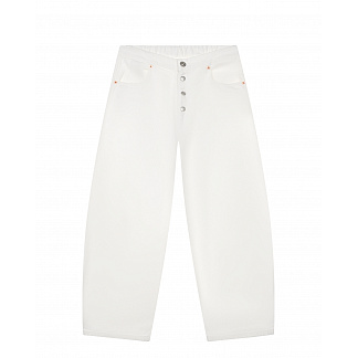 Белые джинсы с застежкой на пуговицы MM6 Maison Margiela Белый, арт. M60053 MM015 M6101 | Фото 1
