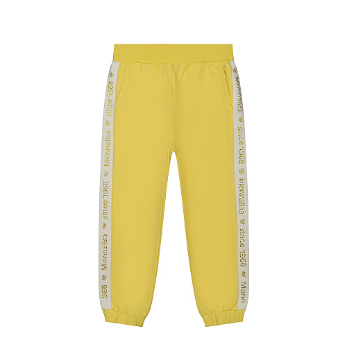 Желтые спортивные брюки с белыми лампасами Monnalisa Желтый, арт. 179400 9040 1401 | Фото 1