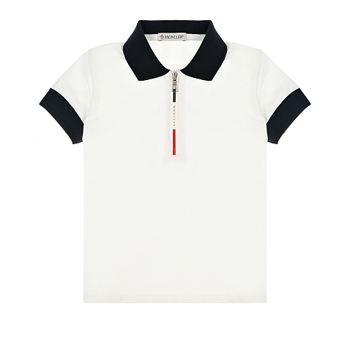 Белая футболка-поло с контрастной отделкой Moncler Белый, арт. 8A00003 8790N 002 | Фото 1