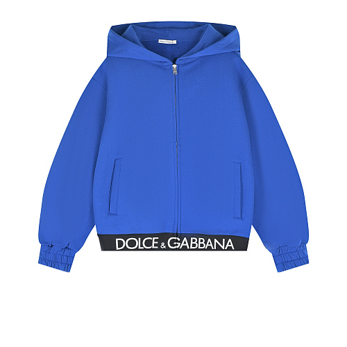 Синяя спортивная куртка с черной резинкой Dolce&Gabbana Синий, арт. L5JW7E G7E3Z B0315 | Фото 1