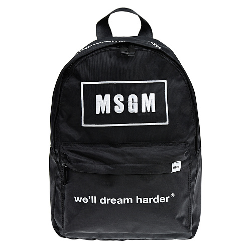 Черный рюкзак с белым логотипом, 37x31x13 см MSGM Синий, арт. MS027729 110 NERO | Фото 1