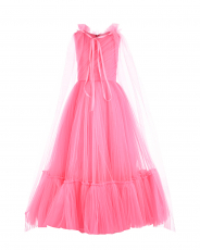 Длинное розовое платье без рукавов