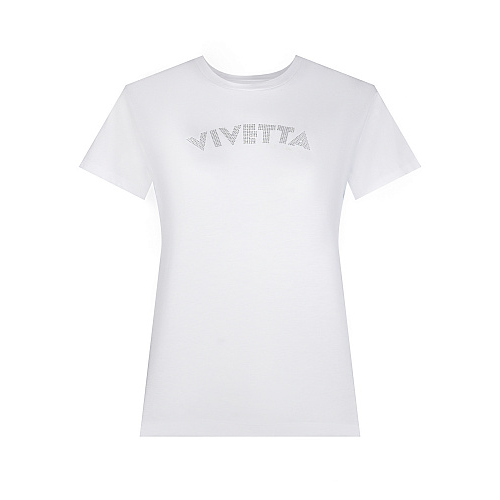 Белая футболка с лого из стразов Vivetta Белый, арт. V2MF051 6905 1101 | Фото 1