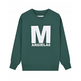 Зеленый свитшот с белым лого MM6 Maison Margiela Зеленый, арт. M60320 MM007 M6507 | Фото 1