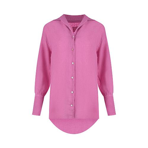Удлиненная розовая рубашка 120% Lino Розовый, арт. V0W19LU000B317000 V080 | Фото 1