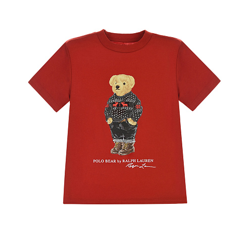 Красная футболка с принтом &quot;Медвежонок&quot; Ralph Lauren Красный, арт. 853790001 MADISON RE | Фото 1