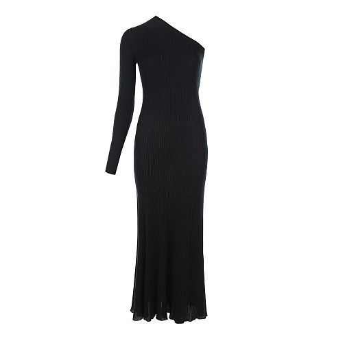 Черное платье с одним рукавом на плечо MRZ Черный, арт. S220066 9906 | Фото 1
