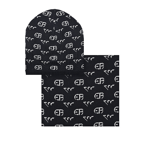 Комплект из шапки и шарфа с лого Emporio Armani Синий, арт. 407518 2F481 00035 | Фото 1