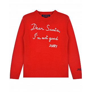 Красный джемпер с вышивкой &quot;Dear Santa Im not good&quot; Saint Barth Красный, арт. DOUGLAS EMDS41 EMB DEAR S | Фото 1