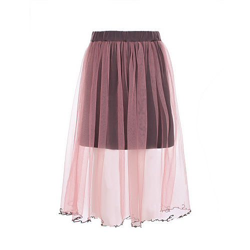Двухслойная юбка с вышивкой Ermanno Scervino Мультиколор, арт. ESGO032C TU65 KSUNI1 D007 | Фото 1