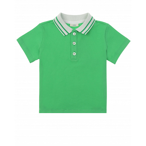 Зеленая футболка-поло с полосками на воротнике Fendi Зеленый, арт. BMI221 AVP F11H2 | Фото 1