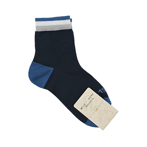 Темно-синие носки с отделкой в полоску Story Loris Синий, арт. 6913 420 | Фото 1