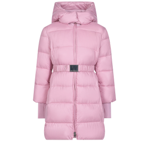 Розовое стеганое пальто с капюшоном