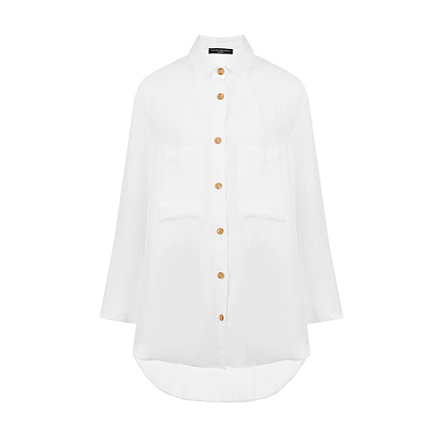Белая рубашка с асимметричным подолом Pietro Brunelli Белый, арт. CA0170 LI0023 0002 | Фото 1