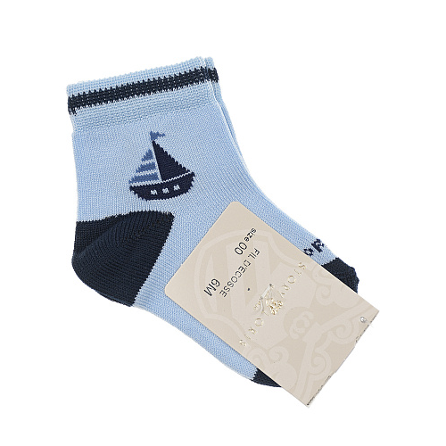 Голубые носки с декором &quot;кораблик&quot; Story Loris Голубой, арт. 9415 552 | Фото 1