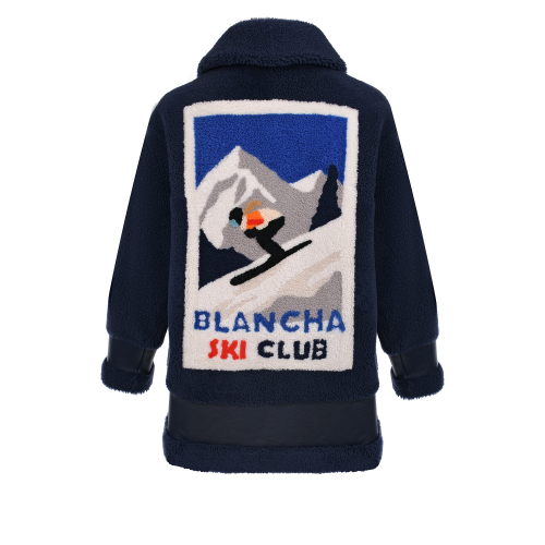 Темно-синяя дубленка с декором &quot;Ski Club&quot; Blancha