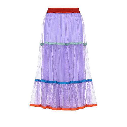 Сиреневая юбка с разноцветными лентами Stella Jean Сиреневый, арт. SJG101SS21 - S040 016 | Фото 1