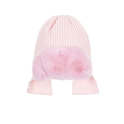 Розовая шапка с меховым козырьком Joli Bebe Розовый, арт. B4903D 53 | Фото 1