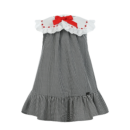 Платье в черно-белую клетку с белым воротником Baby A Мультиколор, арт. G2474 768 | Фото 1
