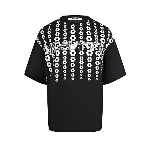 Черная футболка с цветочным принтом и лого Vivetta Черный, арт. F031 V402 9000 | Фото 1