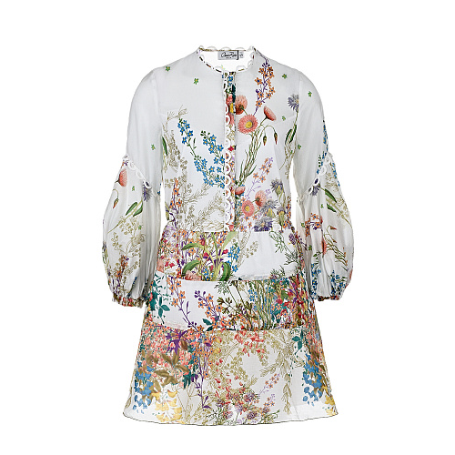 Белое платье с цветочным принтом и воланами Charo Ruiz Мультиколор, арт. 212602 MAUREEN FLOWER | Фото 1
