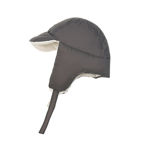 Двухстронняя шапка-ушанка, молочный/серый Yves Salomon , арт. 23WFA057XXM03W B2827 | Фото 1