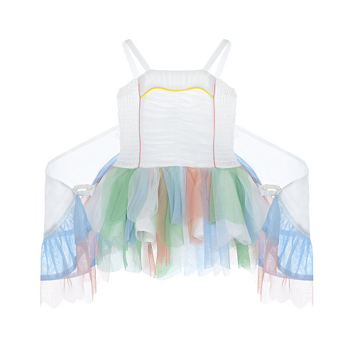 Платье с разноцветной юбкой и &quot;крыльями&quot; Stella McCartney Белый, арт. 8Q1BW2 Z0143 999 | Фото 1