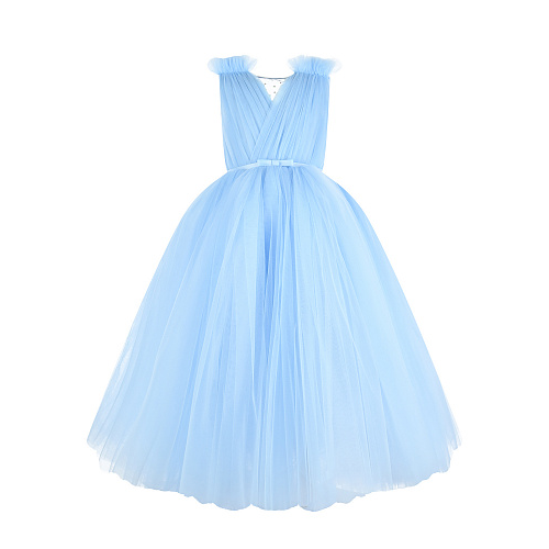 Голубое платье с пышной юбкой и тонким поясом Sasha Kim Голубой, арт. SK ANDREA 939713 BLUE | Фото 1