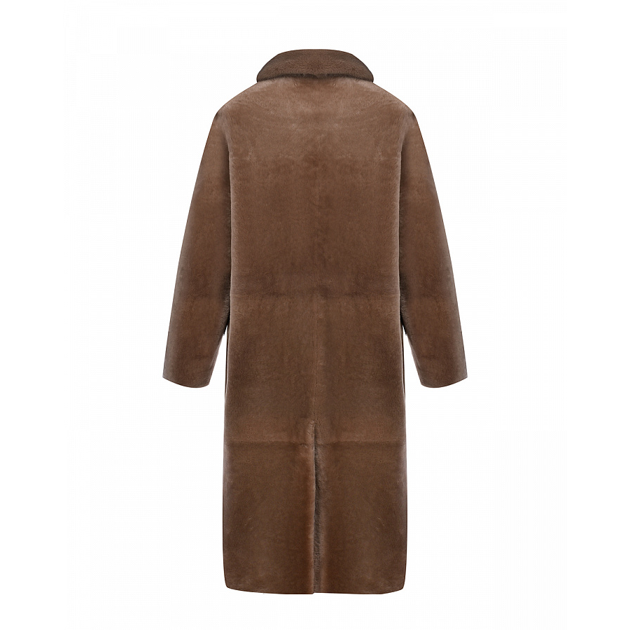Коричневое пальто из овчины с отделкой из меха норки Blancha Коричневый, арт. 22007-200 FANGO | Фото 3