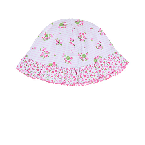 Розовая шапка с цветочным принтом Kissy Kissy Розовый, арт. KG507361N K999 | Фото 1