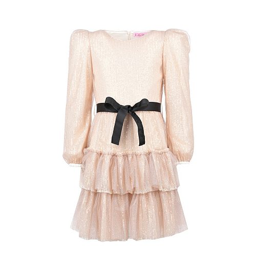 Платье персикового цвета с отделкой пайетками Miss Blumarine Розовый, арт. IF2074J1858 04227 | Фото 1