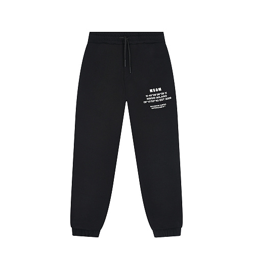 Черные спортивные брюки с поясом на кулиске MSGM Черный, арт. MS029097 110 NERO | Фото 1