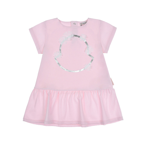 Платье с серебристым логотипом Moncler Розовый, арт. 8I72410 8790N 500 | Фото 1