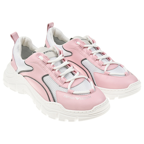 Розовые кроссовки с серыми вставками Emporio Armani Розовый, арт. XYX022 XOT57 Q910 | Фото 1