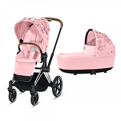 Детская коляска 2 в 1 Cybex Priam III FE Simply Flowers Pink и шасси Chrome  , арт.  | Фото 1