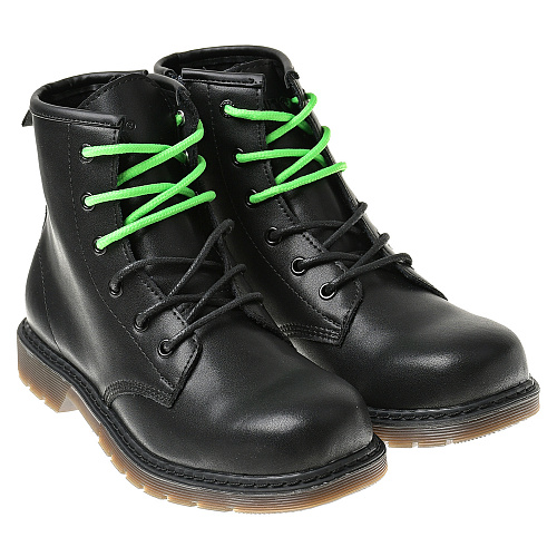 Черные ботинки с зелеными шнурками Diesel Черный, арт. BC0515 PR013 T8013 | Фото 1