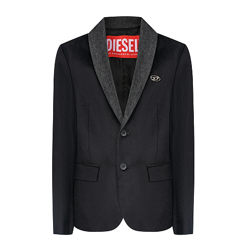 Черный однобортный пиджак с лого Diesel Черный, арт. J00830 KXBDN K900 | Фото 1