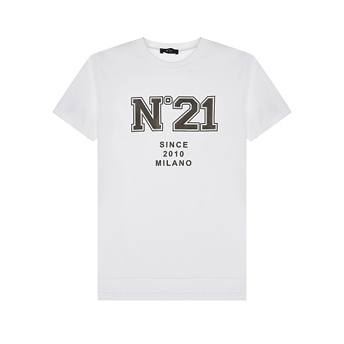 Белая футболка с черным лого No. 21 Белый, арт. N21381 N0153 0N100 | Фото 1