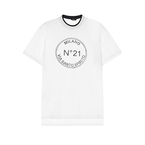 Белая футболка с логотипом в круге No. 21 Белый, арт. N21298 N0003 0N100 | Фото 1