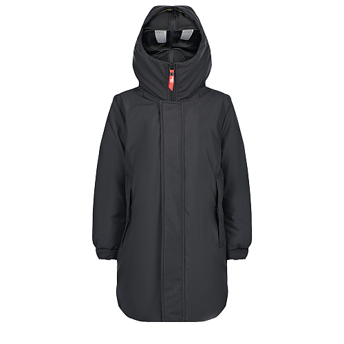 Удлиненная черная куртка с очками на капюшоне AI RIDERS ON THE STORM Черный, арт. 489BTHN1 AIW2MAT 90 BLACK | Фото 1