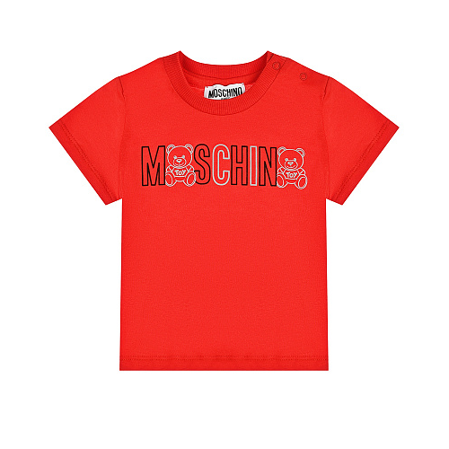 Красная футболка с логотипом и медвежатами Moschino Красный, арт. MUM034 LAA03 50109 | Фото 1