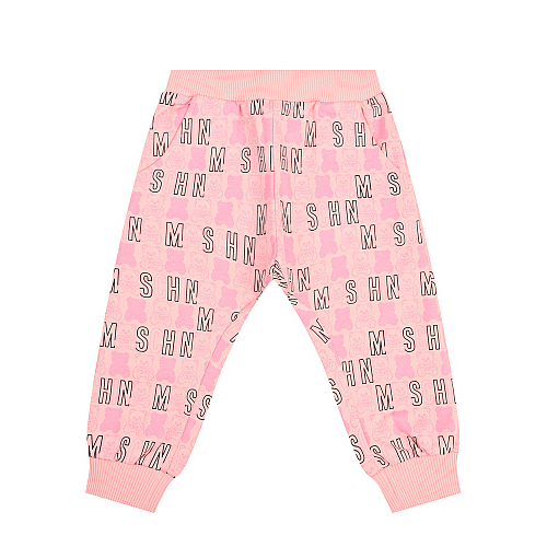 Розовые спортивные брюки с принтом &quot;медвежата&quot; Moschino Розовый, арт. MOP03N LCB20 82789 | Фото 1