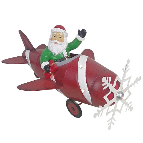 Новогодний сувенир &quot;Санта на самолёте&quot; 34,5x24,5x18 см (LED) Timstor , арт. 199086 | Фото 1