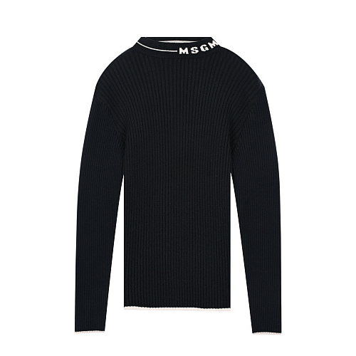 Черный свитер с белым лого MSGM Черный, арт. MS029179 110 | Фото 1