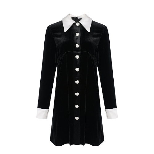 Черное бархатное платье с белым воротником и манжетами ALINE Черный, арт. AL22FW151200 02 | Фото 1