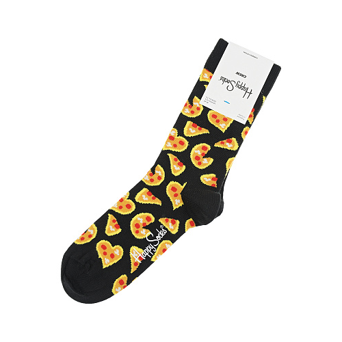 Черные носки с принтом &quot;пицца&quot; Happy Socks Черный, арт. PLS01 9300 | Фото 1