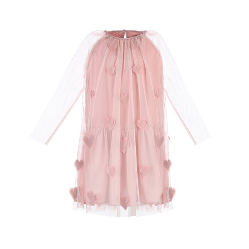 Розовое платье с декором &quot;сердца&quot; Stella McCartney Розовый, арт. 603506SRK26 5563 SUGAR 5563 | Фото 1