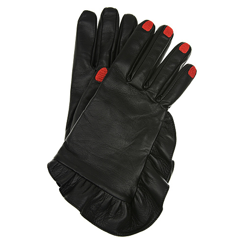 Черные перчатки с рюшами Vivetta Черный, арт. V2S6811 6966 9000 | Фото 1