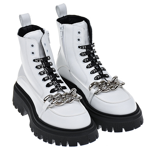 Белые ботинки с цепью No. 21 Белый, арт. 69319 WHITE | Фото 1